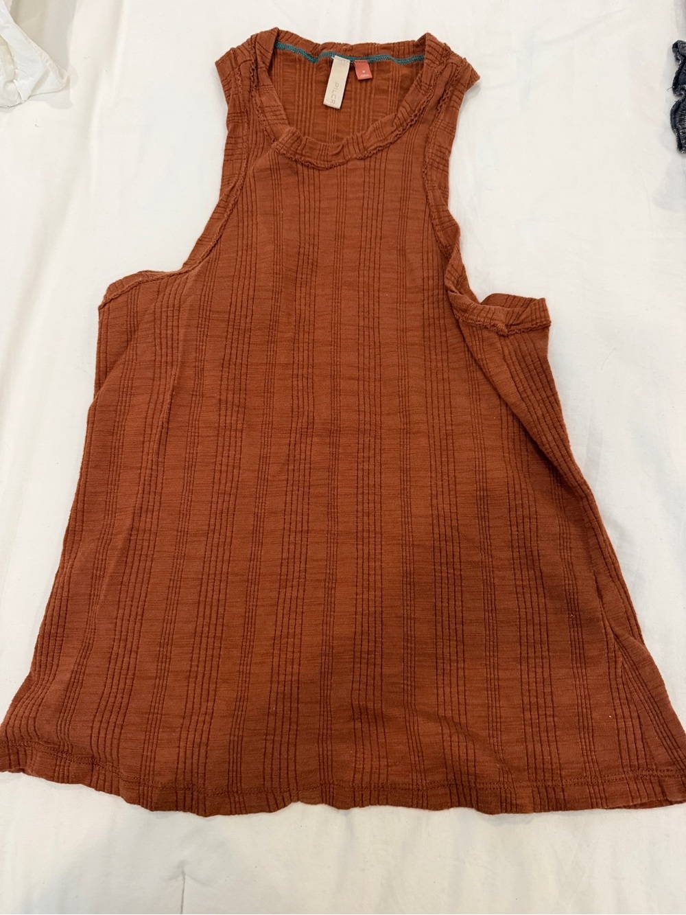 Pilcro Rust Ribbed Scoop Neck Tank
